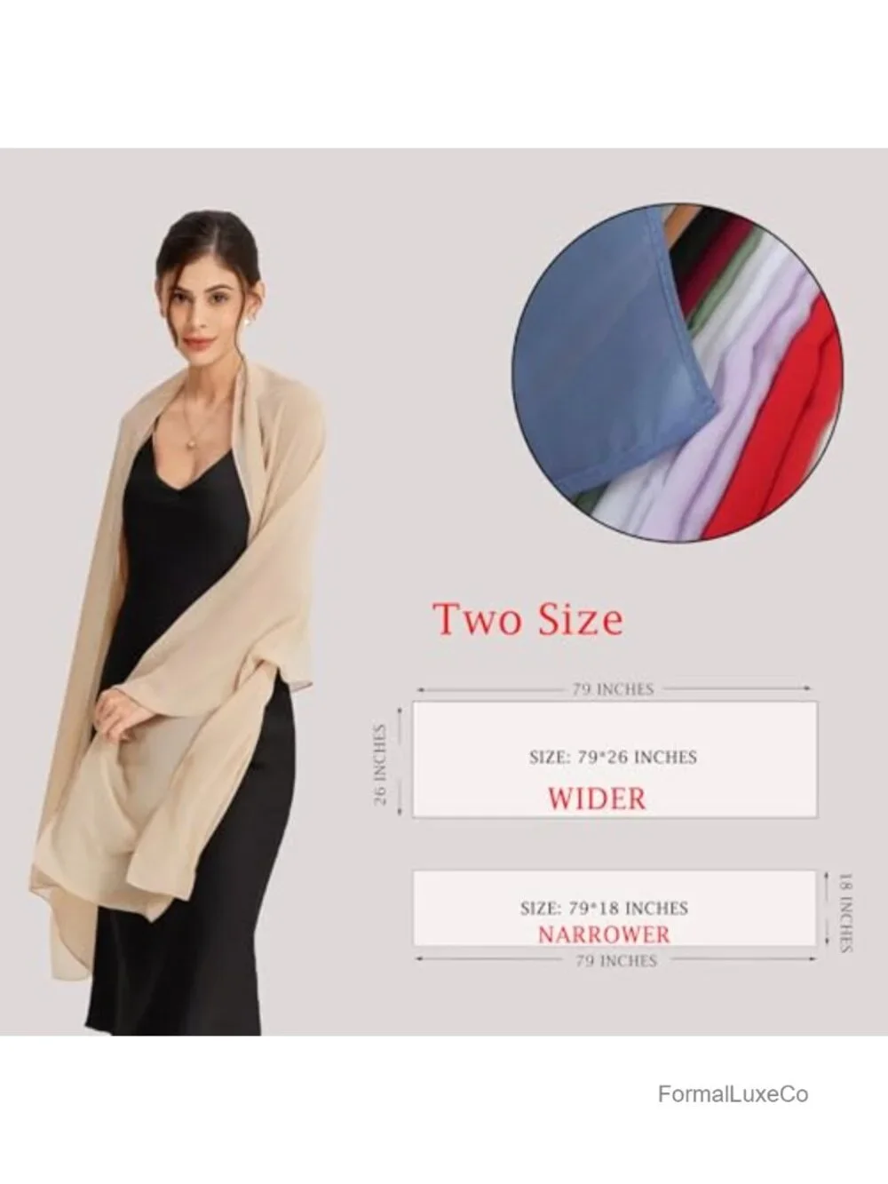 Evening Shawl Wrap Bridal Scarf Sheer Chiffon Lightweight Flowing Soft